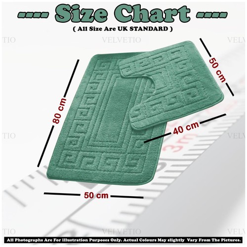 GREEK BATH MAT PEDESTAL SET NON SLIP SOFT TOILET ABSORBENT BATHROOM RUGS 2 PIECE - Picture 44 of 81