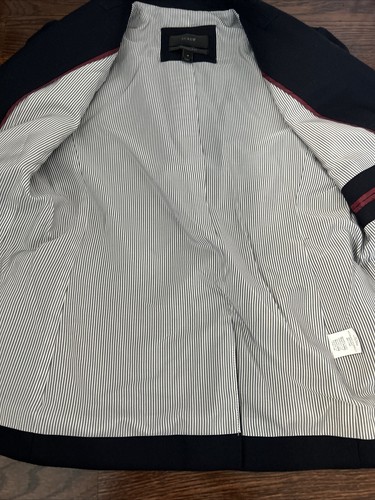 J Crew Schoolboy Blazer Women Size 4 Navy Wool Blend Gold Buttons Preppy Stretch - Picture 12 of 13