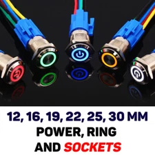 12/16/19/22/25/30mm Metal Push Button Switch LED Car Light Momentary Latching
