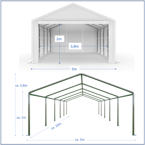 5x10m Lagerzelt Pavillon Festzelt Profizelt Garage Bierzelt weiß TOP AKTION - Bild 10 von 14