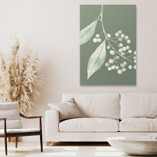 Quadro Botanico Moderno Illustrazione Botanica Foglie E Bacche In Verde , btn32  - Imagen 3 de 4