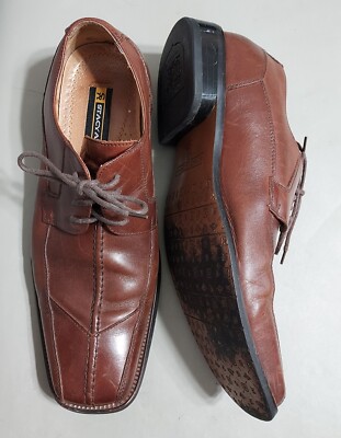 Stacy Adams - mens leather brown 24505-200 square toe shoes - size 9M