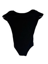 Girl's black short sleeve open back leotard by Theatricals size XLC XL child