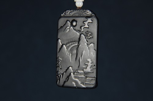 CERTIFIED 46.7g 100% NATURAL BLACK JADE 『NEPHRITE 』 HAND CARVED TIGER PENDANT - Picture 8 of 24