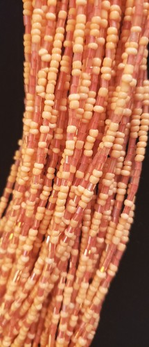 Peach, Peach & Peach Muilty Strand Necklace With matching Earrings. Pre-Loved - Picture 3 of 13