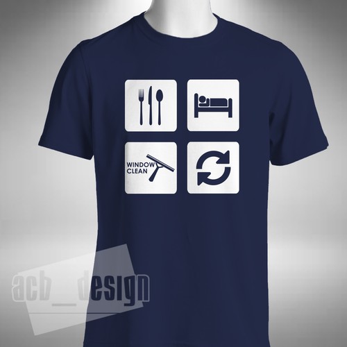 Eat Sleep Window Clean Repeat Mens T-shirt Funny Ladder work wear chamois bucket - Picture 2 of 4