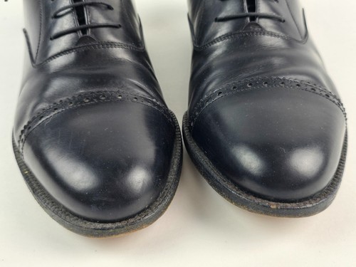 Salvatore Ferragamo Men’s 10.5 EE Black Leather Solid Cap Toe Oxfords Lace up - Picture 3 of 15
