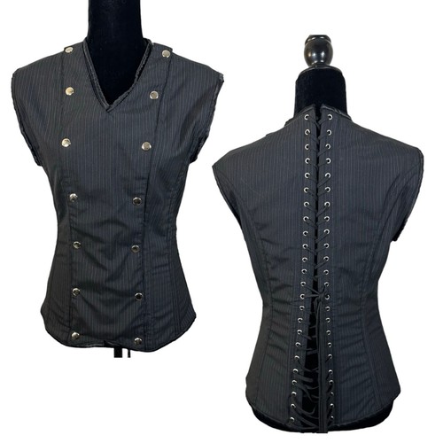 Dracula Clothing Pinstripe Cotton V Shaper Male Corset Cincher Size 48 inches