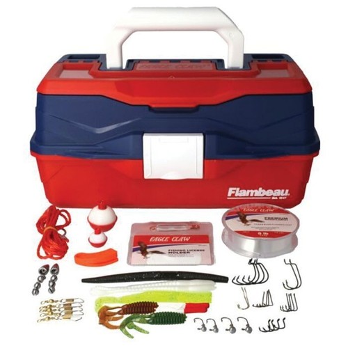 Flambeau Eagle Claw Go Fish! Extreme Value 55 Pc Tackle Box Kit Red/Blue NEW - Picture 5 of 8
