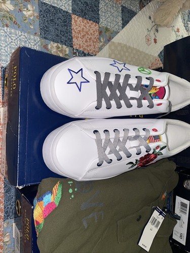 Polo Ralph Lauren PEACE LOVE Polo USA Longwood SK Nappa Leather 10.5 Custom - Picture 13 of 13