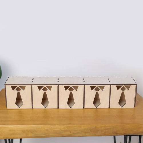 Wooden Tie Rack Bedroom Wardrobe Storage Display Box Wooden Handicraft Ornaments - Picture 7 of 8
