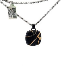 Shaquille O  Neal Two-Tone Stainless Steel Basketball Pendant Necklace 24"