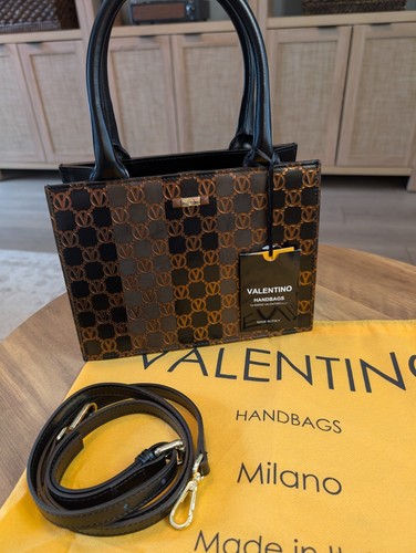 Valentino by Mario Valentino Marie Brown Monogram Leather Tote NWT MSRP $995