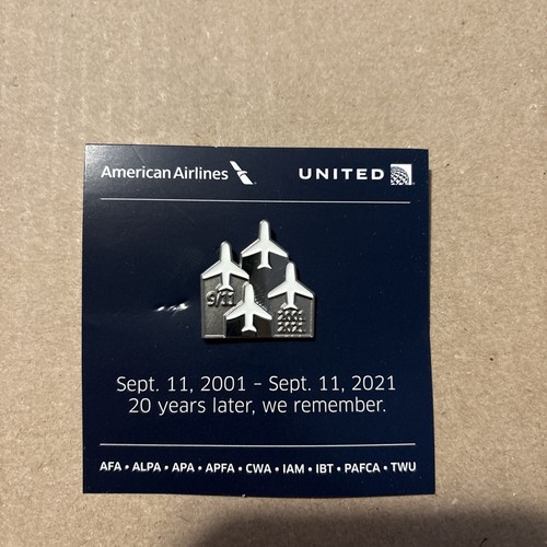 NEW American & United Airlines 20th Year Anniversary 9/11 Memorial Pin 911 RARE