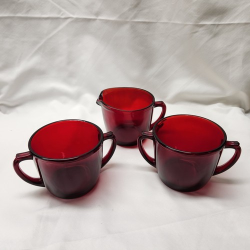 16-Piece Anchor Hocking Royal Ruby 'Flat Bottom' Tea Set - Picture 9 of 18