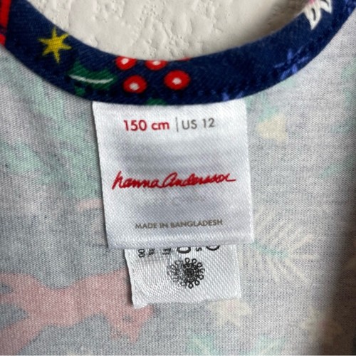 Hanna Andersson Navy Christmas Print Long Sleeve Knit Dress girls 12 - Picture 8 of 8
