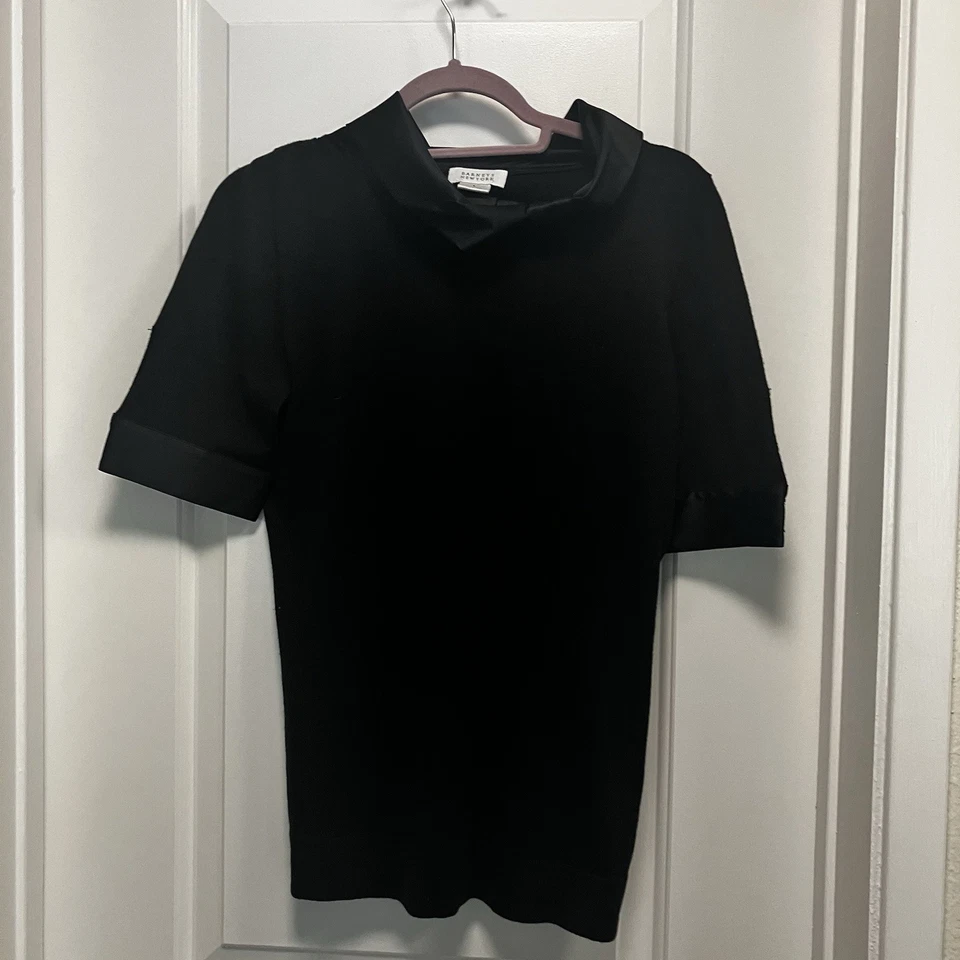 Suéter Top Barney’s New York Negro Mezcla Seda Para Mujer Talla L Manga Corta Foto 2 de 4