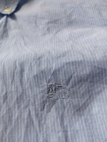 🔥 Camicia Cotone e Lino Burberry Brit Uomo Man Azzurro Tg. M🔥 - Imagen 11 de 14