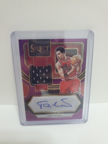 2023-24 Select Basketball Tony Kukoc Patch Auto #/99 Purple Game Worn Bulls - Picture 13 of 13
