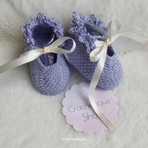 Handmade Baby Mary Jane Gray Lilac - Picture 5 of 5