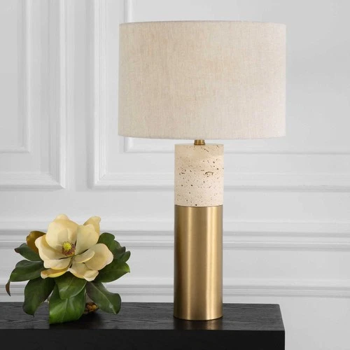 Uttermost 30201-1 Gravitas 28" Tall Table Lamp - Brass / Stone - Picture 7 of 8