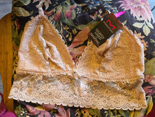 Maidenform Women's Size L Lace Bralette Bra Lightly Lined DM1127 Cafe Au Lait