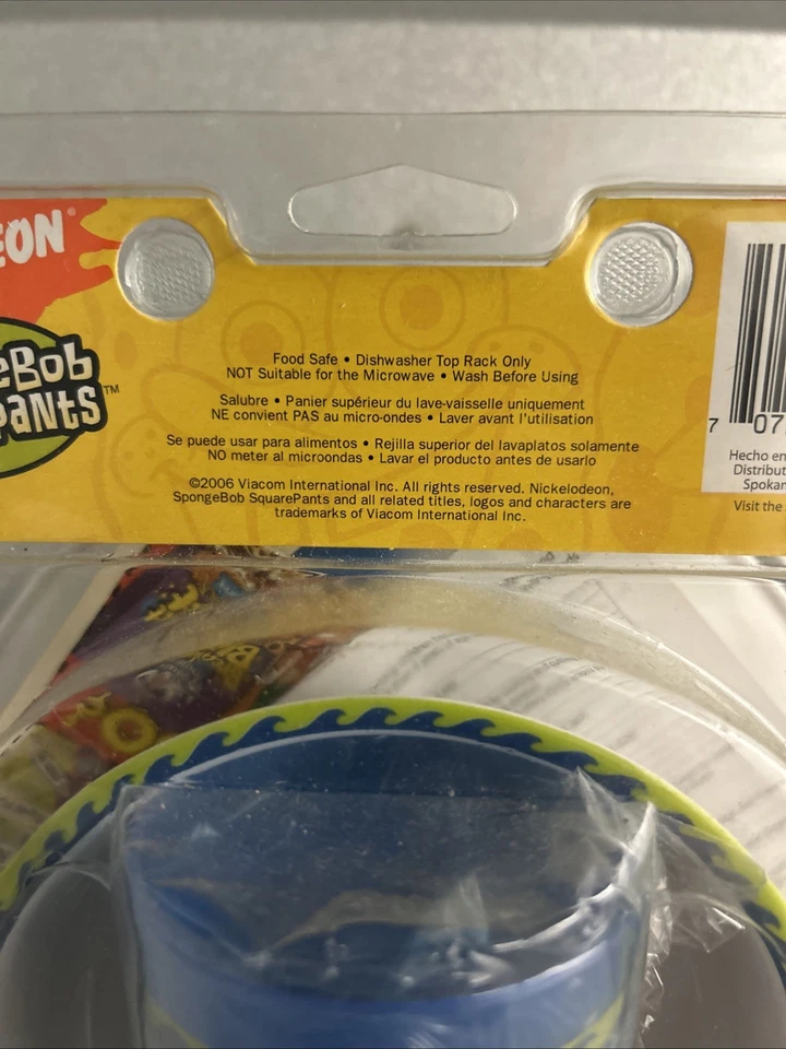 Bob Esponja 2006 Juego de vajilla de 3 piezas y cubiertos adicionales abiertos NUEVO Foto 4 de 4
