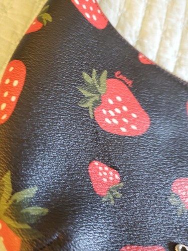 Coach Payton Hobo Bag Black Red Wild Strawberry Print Small Purse - Picture 3 of 13