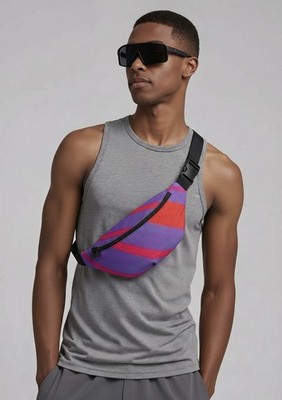 Abstract Colors Fanny Pack  Zipper Compartment Adjustable Fanny Pack S/M