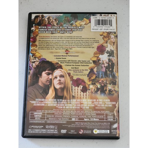 Sony Pictures Across The Universe DVD 2-Disc Deluxe Edition Musical Drama - Picture 2 of 2