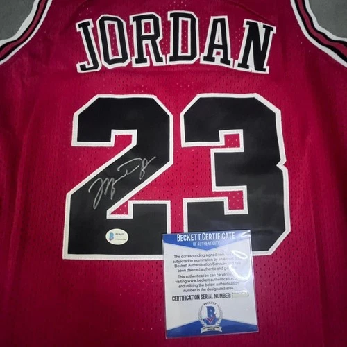 Michael Jordan SIGNED Chicago Bulls NBA #23 Jersey Red- COA Beckett 2