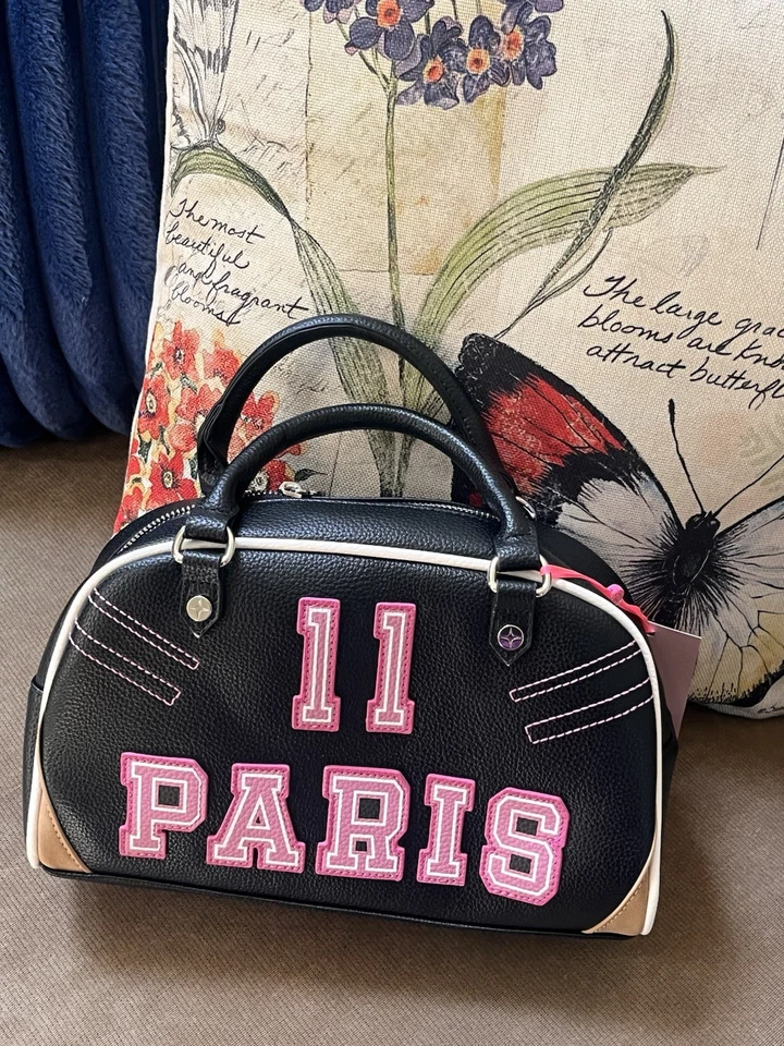Bolso de mano 11 Paris negro con detalles de logotipo rosa Foto 4 de 4