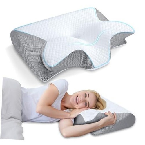 Memory Foam Cervical Pillow, 2 in 1 Ergonomic Contour Orthopedic Pillow Gray - Picture 1 of 7