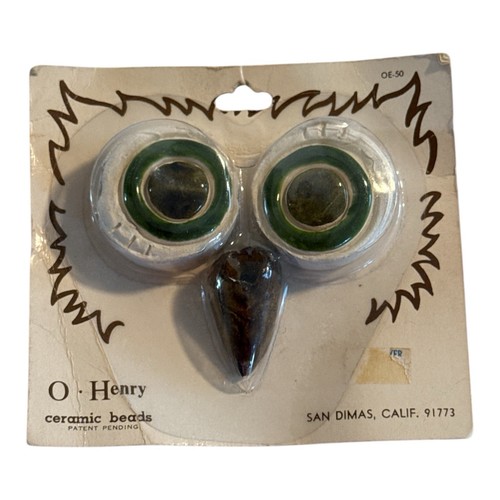 Juego de 2 cuentas pintadas de cerámica con pico de ojo de búho y ojos de rana O Henry macramé verde - Imagen 3 de 4