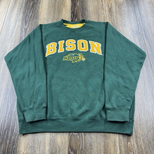 Vintage North Dakota State Bison Sweatshirt Mens L Green Team NDSU Y2K Sweater - Picture 2 of 13
