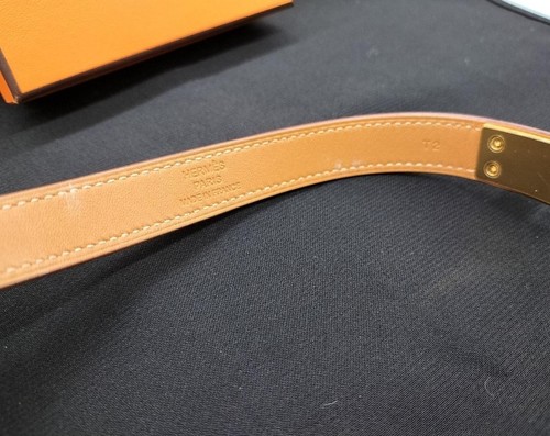 Hermes Drug Double Tour Bangle Bracelet Orange Leather Gold-tone Box - Picture 5 of 7