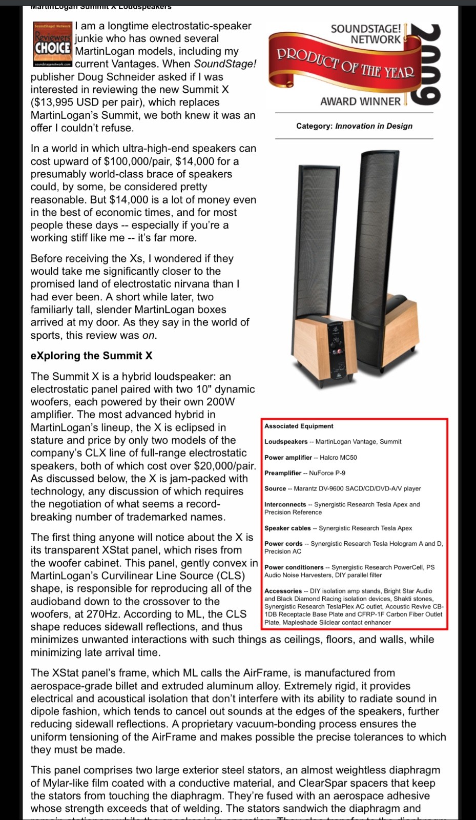 Pair Martin Logan Summit X Speakers In Maple Color Pair