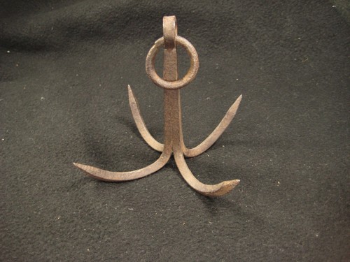 ANTIQUE EDO ERA JAPANESE FORGED IRON SAMURAI NINJA TOOL GRAPPLING HOOK - Picture 4 of 17