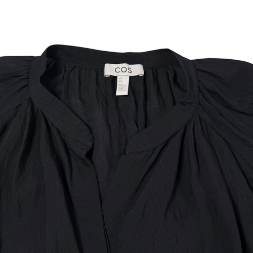 Vestido Camisa COS Midi Talla 12 Negro Manga Globo Cinturón Contemporáneo Minimalista - Imagen 6 de 14