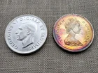 Lot Of 2 Vintage Canada Silver Dollar Coins - Rainbow Toning - 1971, 1939