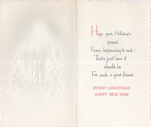 Tarjeta de Navidad vintage, árbol de Navidad/corona MCM, una tarjeta Sunshine SIN USAR - Imagen 2 de 4