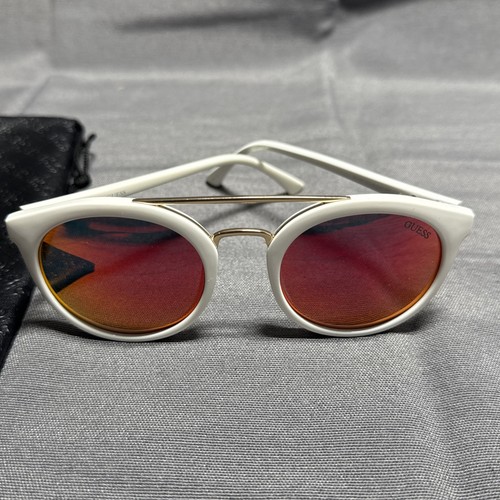 Guess GU7387 21c White Mirrored Plastic Round Sunglasses Frame 52-21-135 & Bag* - Picture 2 of 9