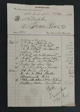 1884 antique BILLHEAD little rock ar FONES BROS HARDWARE store pemberton