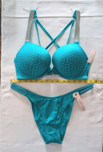 Victorias Secret Swim Shine Strap Set 34D BOMBSHELL add 2c/MED 2-STRAP BRAZILIAN - Picture 2 of 22