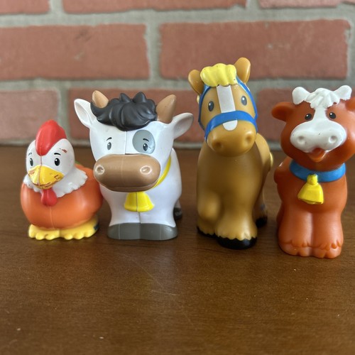 Fisher Price Little People Kuh Pferd Kalb Hahn Figur Bauernhof Scheune Tiere Konvolut