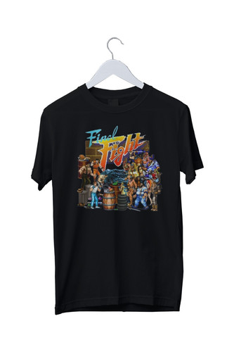 Final Fight - Characters Montage T-shirt Mens Black White S M L XL 2 3 4 XL - Picture 1 of 8