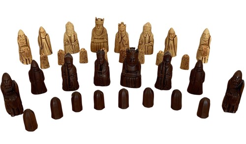 Kenner Isle of Lewis Schachspiel Made in England Holzimitat Braun Elfenbein Harz - Bild 3 von 15