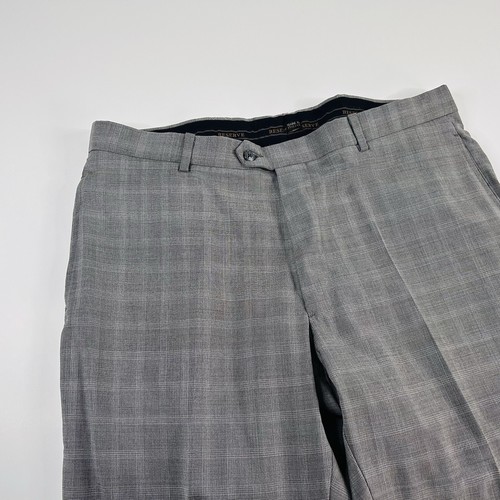 Jos A Bank 38 x 27 Marzatto Super 120s Wolle Anzughose grau kariert vorne flach - Bild 2 von 6