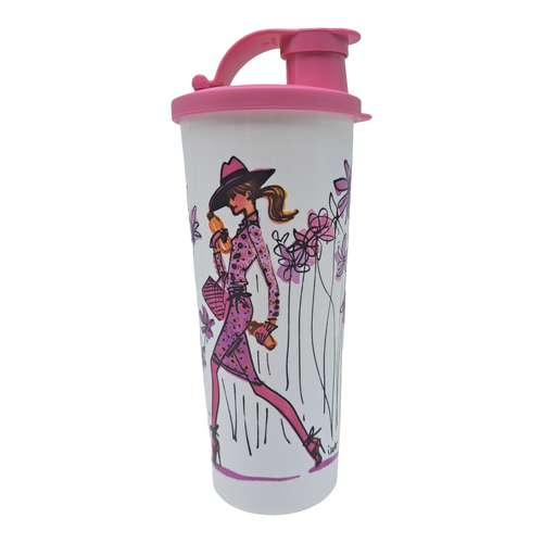 Tupperware Ladie's Diva Lunch Set Sandwich Keeper Snack Cup & Tumbler Pink New - Imagen 7 de 8