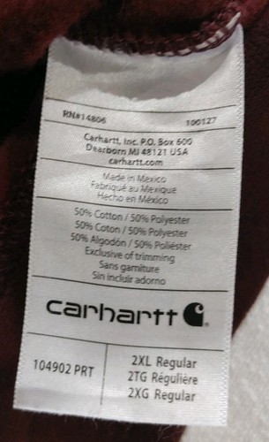 Carhartt Loose Fit Hoodie Burgundy Workwear Taschen Erwachsene Gr. 2XL XXL - Bild 6 von 7